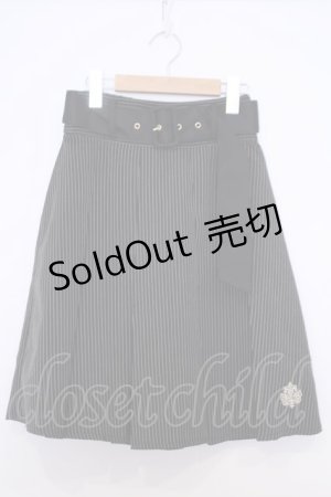 画像: axes femme / ベルト付きプリーツミドルスカート F クロ O-26-01-30-1019-AX-SK-OW-ZT0202D