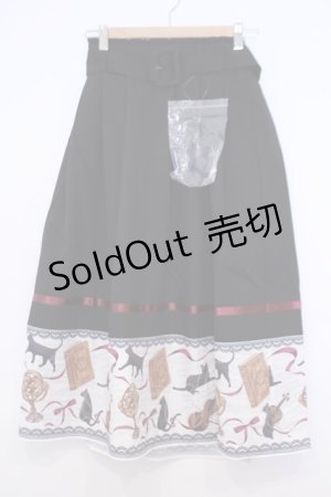 画像: axes femme / ネコ柄パネルスカート M クロ O-26-01-30-1023-AX-SK-IG-OS