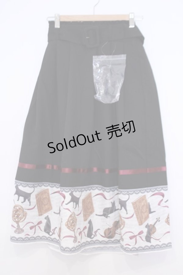 画像1: axes femme / ネコ柄パネルスカート M クロ O-26-01-30-1023-AX-SK-IG-OS (1)