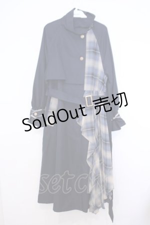 画像: axes femme / バイカラーアシメロングコート  ネイビー O-26-01-30-1025-0-JA-IG-ZTC004