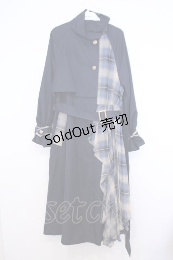 画像1: axes femme / バイカラーアシメロングコート  ネイビー O-26-01-30-1025-0-JA-IG-ZTC004 (1)