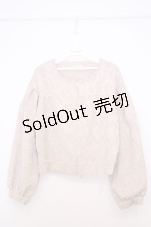 画像: axes femme / ジャカードノーカラージャケット  ベージュ O-26-01-30-1026-AX-JA-IG-ZT576