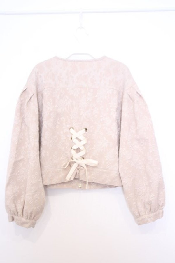 画像3: axes femme / ジャカードノーカラージャケット  ベージュ O-26-01-30-1026-AX-JA-IG-OS (3)