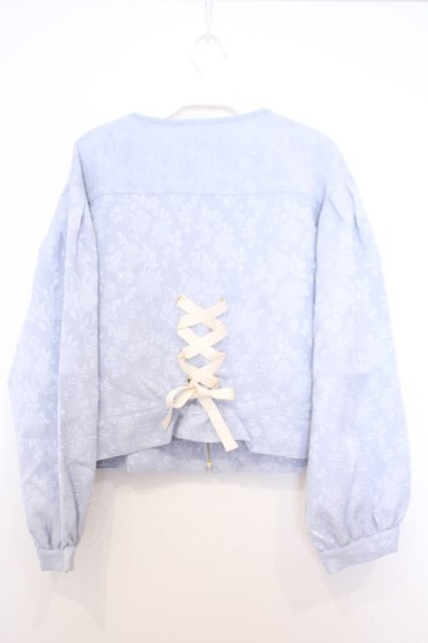 画像3: axes femme / ジャカードノーカラージャケット  サックス O-26-01-30-1027-AX-JA-IG-OS (3)