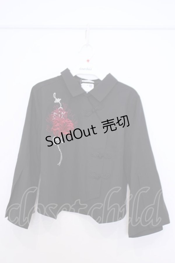 画像1: axes femme / 彼岸花柄ショートシャツ F クロ O-26-01-30-1031-AX-BL-IG-ZT0202D (1)