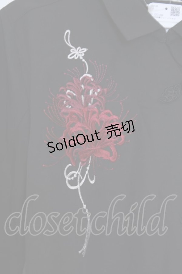 画像2: axes femme / 彼岸花柄ショートシャツ F クロ O-26-01-30-1031-AX-BL-IG-ZT0202D (2)