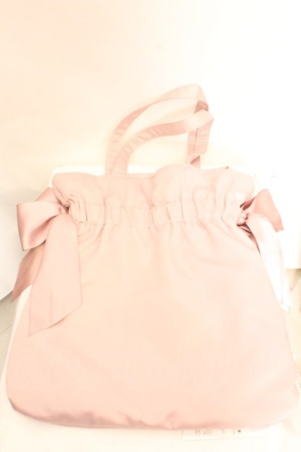 画像2: Maison de FLEUR / ダブルリボンギャザートートバッグ  ピンク O-26-01-30-092-LO-BG-IG-OS (2)