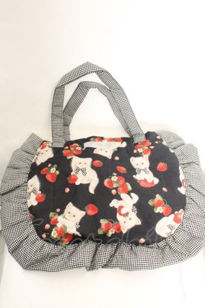 画像: alcali × misako aoki / サイベリアンストロベリートートバッグ  クロ O-26-01-30-094-LO-BG-IG-OS