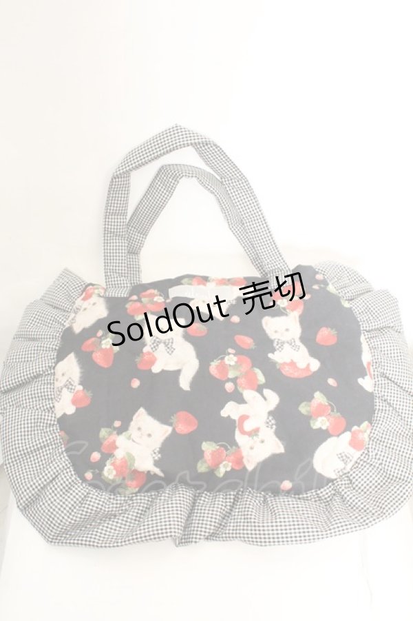 画像1: alcali × misako aoki / サイベリアンストロベリートートバッグ  クロ O-26-01-30-094-LO-BG-IG-ZT0204J (1)