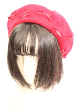 画像: PINK HOUSE×misako&erinko / ロゴ&リボン付きベレー帽  アカ O-26-01-30-037-EL-AC-OW-OS