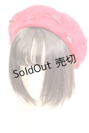 画像: PINK HOUSE×misako&erinko / ロゴ&リボン付きベレー帽  アカ O-26-01-30-037-EL-AC-OW-OS