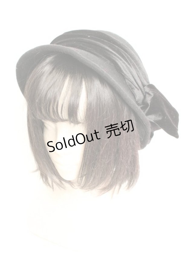 画像1: Fi.n.t  / ベロアリボンクラシカルボーラーハット  クロ O-26-01-30-038-LO-AC-IG-OS (1)