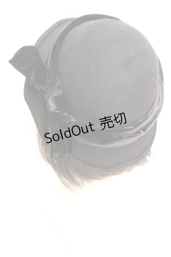 画像2: Fi.n.t  / ベロアリボンクラシカルボーラーハット  クロ O-26-01-30-038-LO-AC-IG-OS (2)