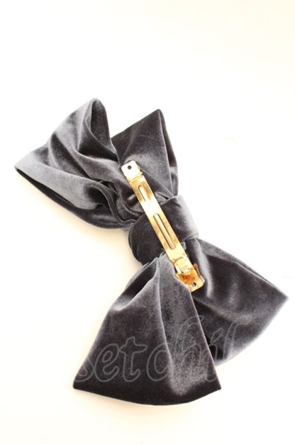 画像2: F&A / ベロアビッグリボンバレッタ  ネイビー O-26-01-30-039-LO-AC-IG-OS (2)