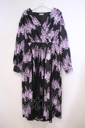 画像: axes femme / カシュクールワンピース  クロ×パープル O-26-01-31-042-AX-OP-IG-OS