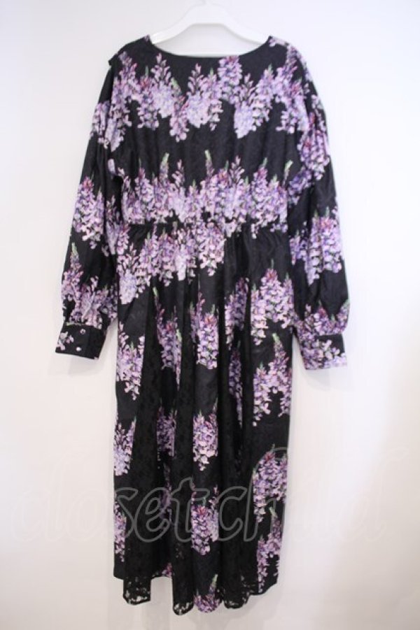 画像3: axes femme / カシュクールワンピース  クロ×パープル O-26-01-31-042-AX-OP-IG-OS (3)