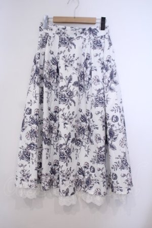 画像: axes femme Nostalgic / ドローイングフラワー柄スカート  シロ O-26-01-31-043-LO-SK-IG-OS