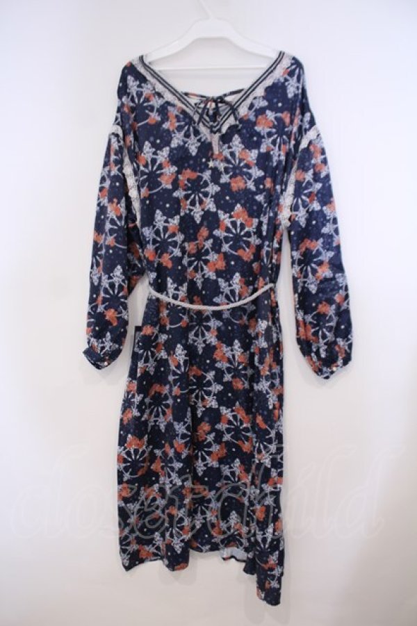 画像2: axes femme / ミュシャ/ガウンワンピース M ネイビー O-26-01-31-045-AX-OP-IG-OS (2)