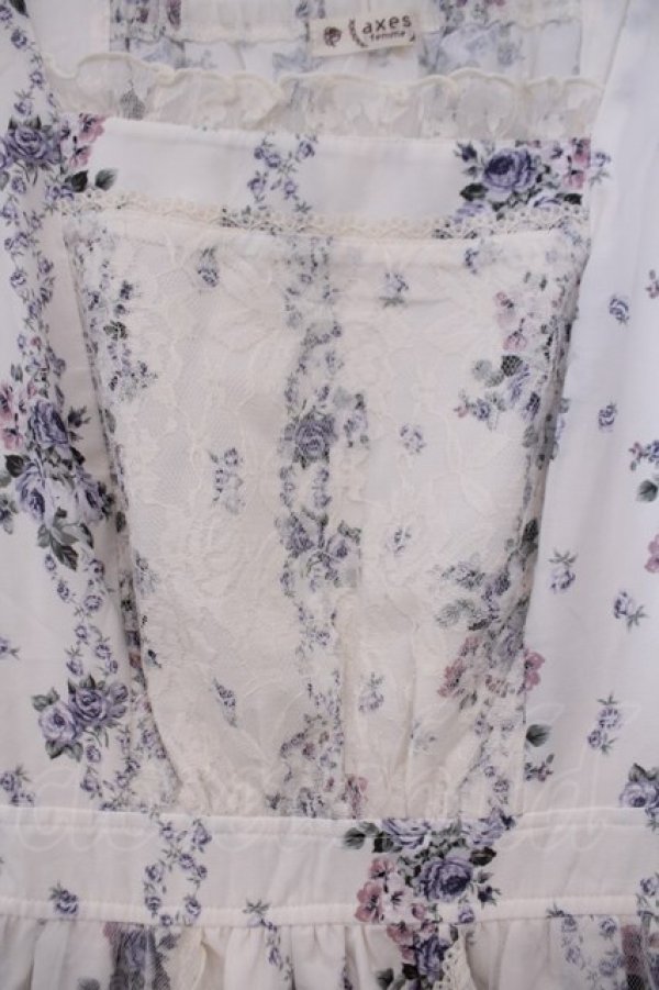 画像2: axes femme / ラッフルフリルレース花柄ワンピース  アイボリー O-26-01-31-046-AX-OP-IG-OS (2)