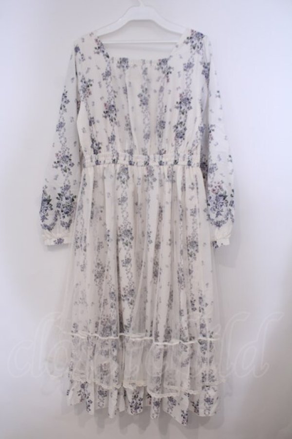 画像4: axes femme / ラッフルフリルレース花柄ワンピース  アイボリー O-26-01-31-046-AX-OP-IG-OS (4)