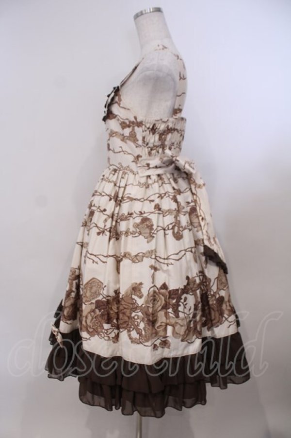 画像4: metamorphose / Secret EDENリボンジャンパースカート  ベージュ×ブラウン O-26-01-31-049-ME-OP-OW-OS (4)