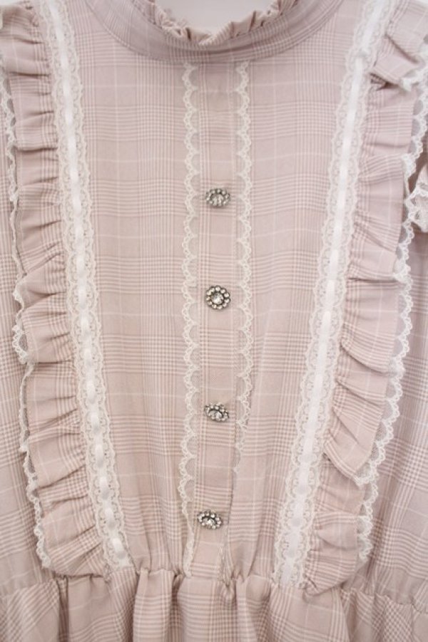 画像2: Honey Cinnamon / 肩フリルチェックワンピース  ピンク O-26-01-31-055-LO-OP-YM-OS (2)