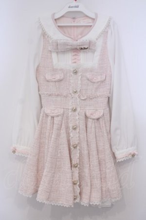 画像: LIZ LISA / リボンツイードサーキュラーワンピース 0 ピンクｘシロ O-26-01-31-056-LO-OP-YM-OS