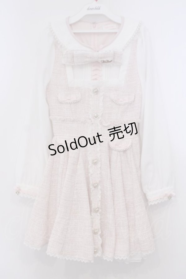 画像1: LIZ LISA / リボンツイードサーキュラーワンピース 0 ピンクｘシロ O-26-01-31-056-LO-OP-YM-OS (1)