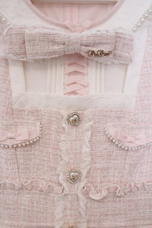 画像2: LIZ LISA / リボンツイードサーキュラーワンピース 0 ピンクｘシロ O-26-01-31-056-LO-OP-YM-OS (2)