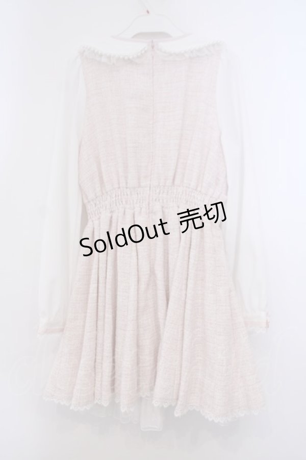 画像4: LIZ LISA / リボンツイードサーキュラーワンピース 0 ピンクｘシロ O-26-01-31-056-LO-OP-YM-OS (4)