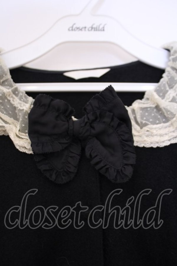 画像2: PINK HOUSE / ドットチュール襟カーディガン【お直しあり】  クロ O-26-01-31-058-LO-TO-IG-OS (2)