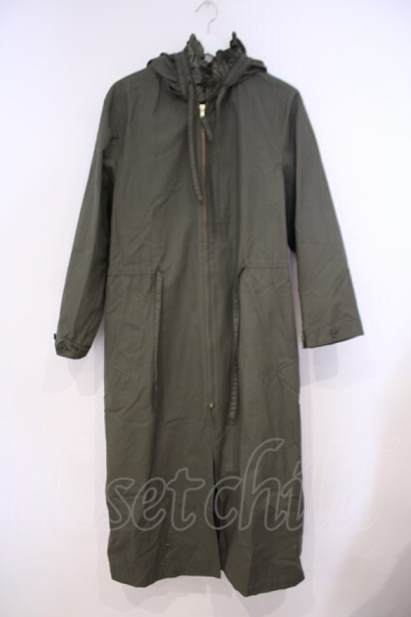 画像1: KANEKO ISAO / フリルフードロングコート  グリーン O-26-01-31-059-EL-CO-IG-OS (1)