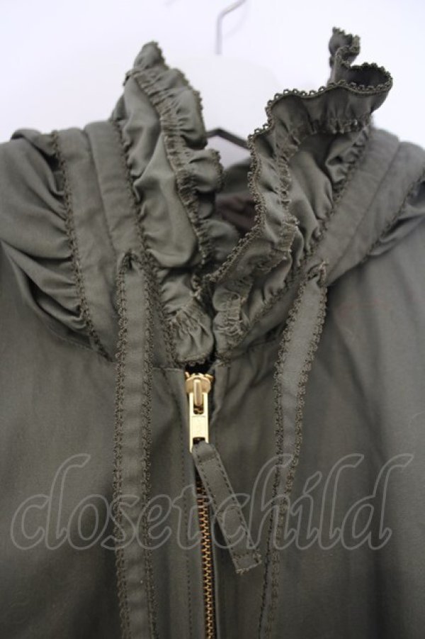 画像2: KANEKO ISAO / フリルフードロングコート  グリーン O-26-01-31-059-EL-CO-IG-OS (2)