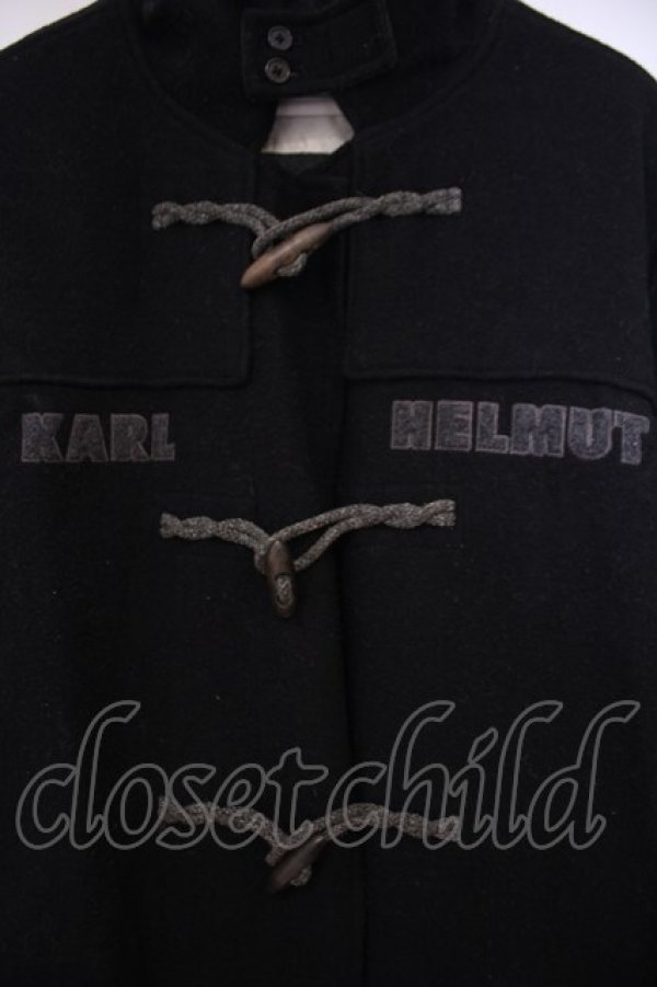 画像2: Karl Helmut / ロゴアップリケダッフルコート  クロ×グレー O-26-01-31-075-EL-CO-IG-OS (2)