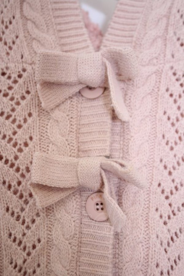 画像2: PINK HOUSE / レース使いリバーシブルニットポンチョ  ピンク O-26-01-31-078-LO-JA-IG-OS (2)