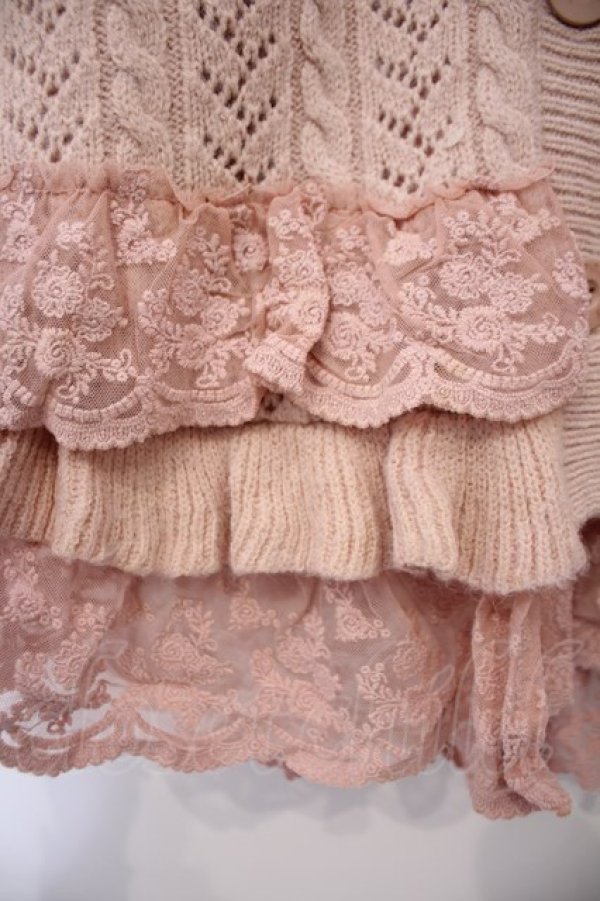 画像3: PINK HOUSE / レース使いリバーシブルニットポンチョ  ピンク O-26-01-31-078-LO-JA-IG-OS (3)