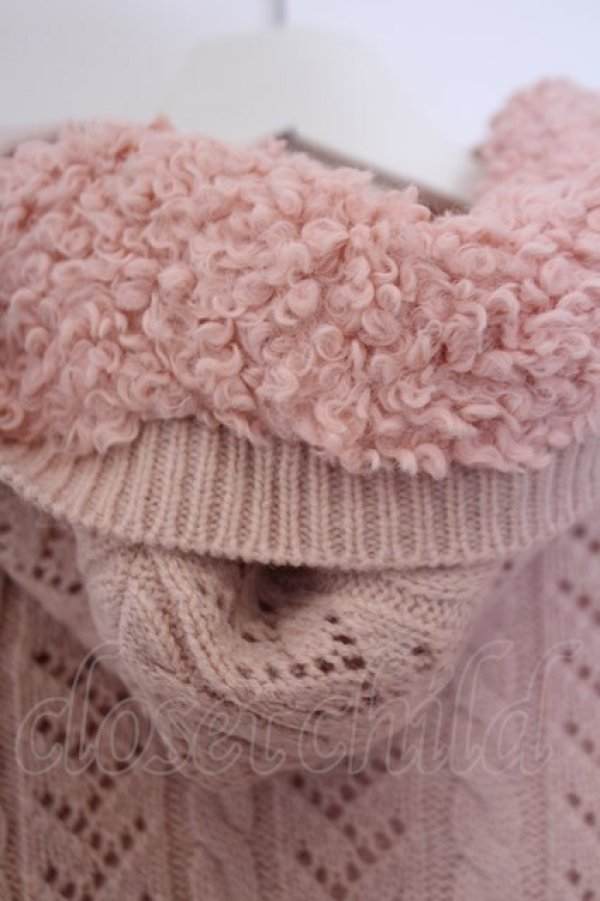 画像5: PINK HOUSE / レース使いリバーシブルニットポンチョ  ピンク O-26-01-31-078-LO-JA-IG-OS (5)