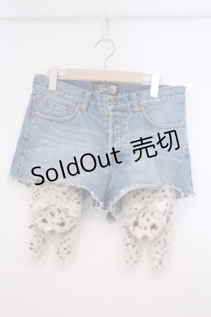 画像: Candy Stripper / ぬいぐるみレイヤードショートパンツ  インディゴ×アイボリー O-26-01-31-081-PU-PA-IG-ZT0202D