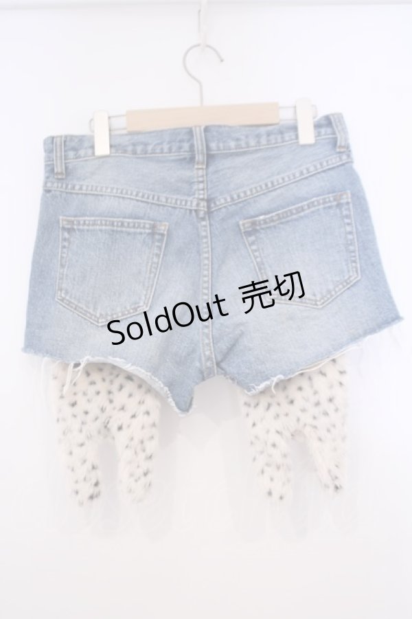 画像3: Candy Stripper / ぬいぐるみレイヤードショートパンツ  インディゴ×アイボリー O-26-01-31-081-PU-PA-IG-ZT0202D (3)