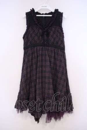 画像: ALGONQUINS / ワッシャーチェックジャンパースカート F パープル系 O-26-01-31-010-AL-OP-OW-OS