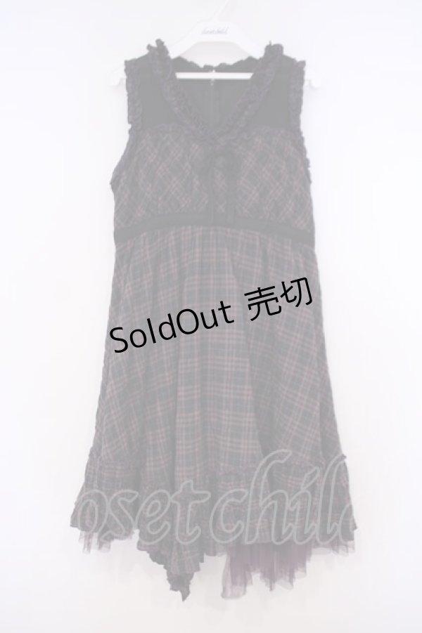 画像1: ALGONQUINS / ワッシャーチェックジャンパースカート F パープル系 O-26-01-31-010-AL-OP-OW-ZT0203E (1)