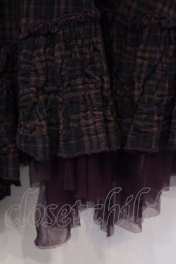 画像3: ALGONQUINS / ワッシャーチェックジャンパースカート F パープル系 O-26-01-31-010-AL-OP-OW-OS (3)