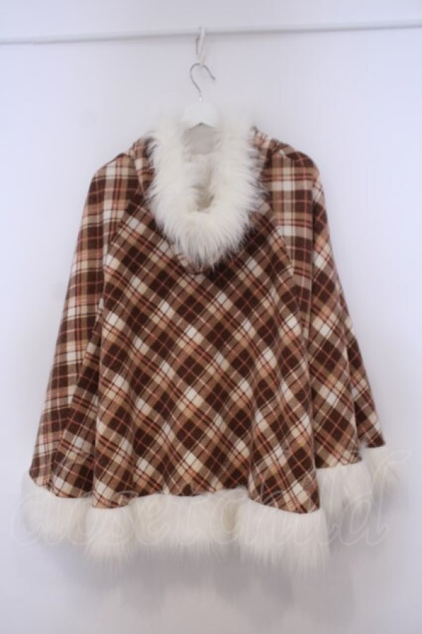 画像4: LIZ LISA / 裏ボアチェックポンチョコート F ブラウン系 O-26-01-31-012-LO-CO-OW-ZT0203E (4)
