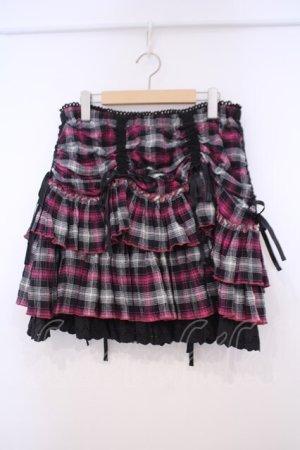 画像: ALGONQUINS / ドロストチェックスカート F ピンクｘブラック O-26-01-31-013-AL-SK-OW-OS
