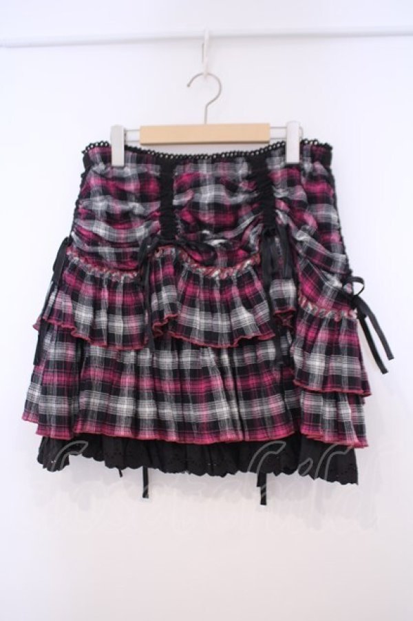 画像1: ALGONQUINS / ドロストチェックスカート F ピンクｘブラック O-26-01-31-013-AL-SK-OW-OS (1)