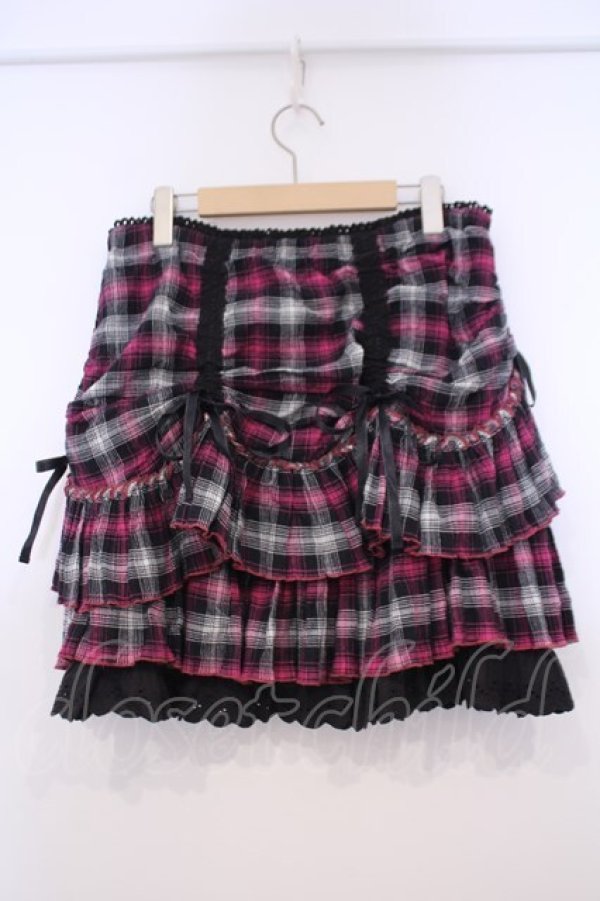画像3: ALGONQUINS / ドロストチェックスカート F ピンクｘブラック O-26-01-31-013-AL-SK-OW-OS (3)