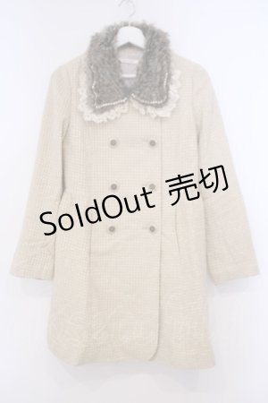 画像: axes femme / キラキラツイードファー付きコート M 生成り O-26-01-31-015-0-CO-IG-ZTC035