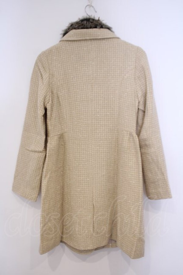 画像2: axes femme / キラキラツイードファー付きコート M 生成り O-26-01-31-015-0-CO-IG-ZT0203E (2)