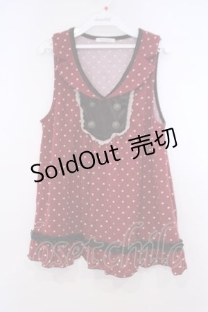 画像: axes femme / ドット柄衿付アウターキャミ M ワイン O-26-01-31-017-AX-TO-OW-OS