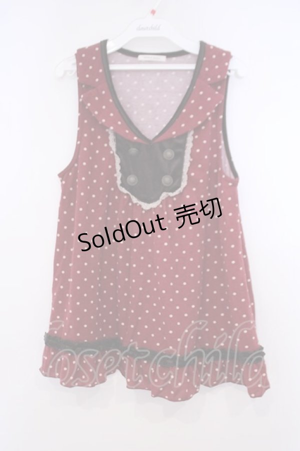 画像1: axes femme / ドット柄衿付アウターキャミ M ワイン O-26-01-31-017-AX-TO-OW-OS (1)
